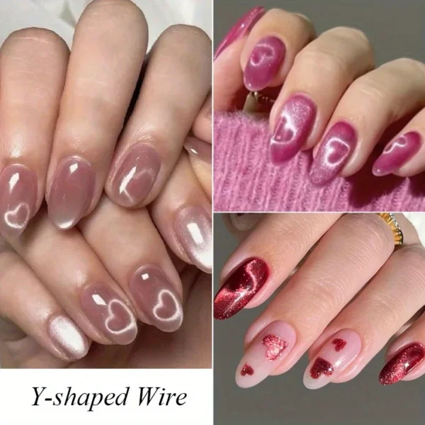 Cat Eye Nail Magnet Set Nail Art Cat Eye 3D Heart Shaped Magnet for Creating Heart Shapes on Nails Nail Art Accessories Tools - Image 3