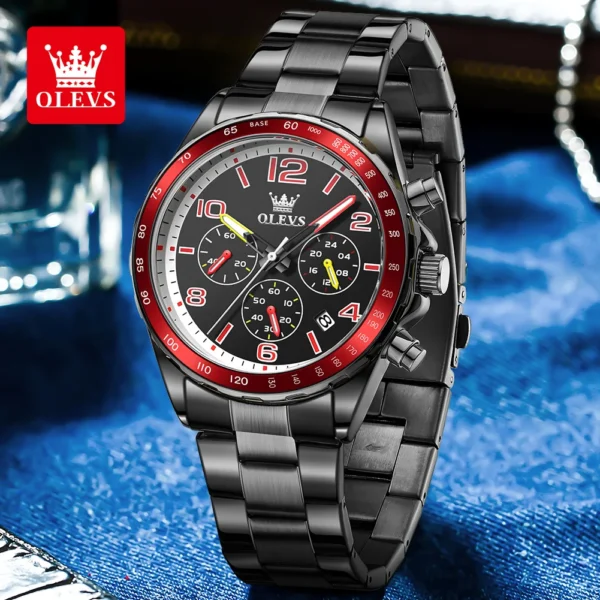 OLEVS ATY714 Mens Watch Classic Fashion Original Quartz Watch Waterproof Luminous Multifunctional Chronograph Watch With Box - Image 2