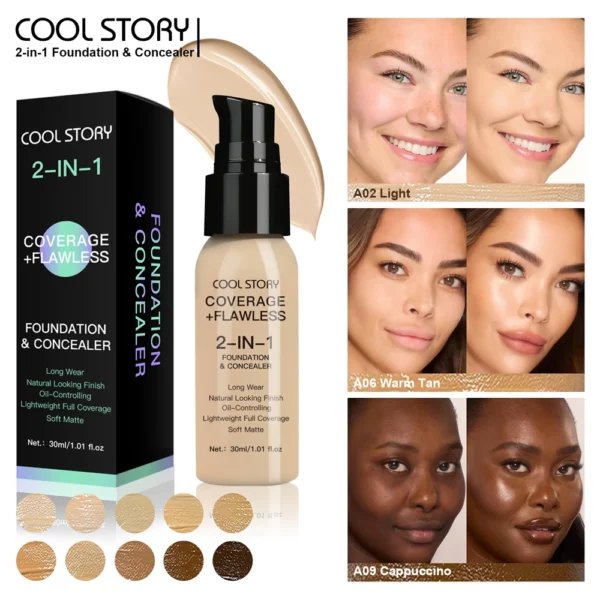 10 Color Lasting Face Foundation Cream Oil-Control Matte BB Cream Liquid Full Coverage Waterproof Hydrating Brighten Concealer - Image 3