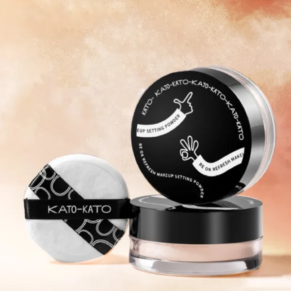 KATO Oil Control Loose Powder Soft Matte Shimmer Setting Finishing Foundation Powder Natural Long Lasting Brighten Skin - Image 3
