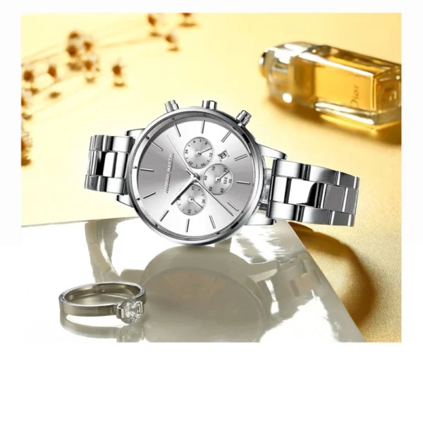 HANNAH MARTIN Luxury Watch 1101 Women Watch Fashion Waterproof Calendar Chronograph Quartz Steel Strip Watches for Women gift - Image 5