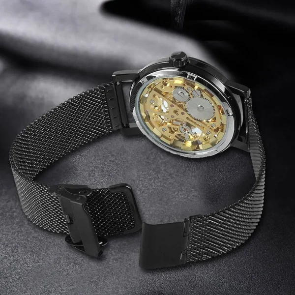 Winner Stainless Steel Mesh Band Transparent Classic Thin Case Hollow Skeleton Mens Male Mechanical Wrist Watch Top Brand Luxury - Image 6