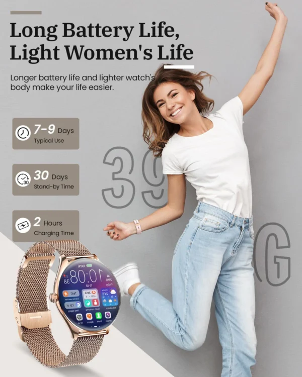 For Android IOS Ultra Thin SmartWatch Women 1.43" AMOLED 466*466 HD Pixel Display Always Show Time Call Reminder men Smartwatch - Image 6