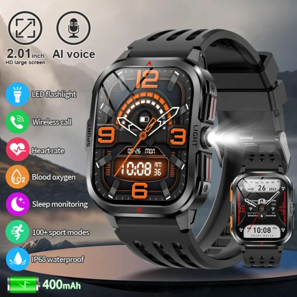 LIGE Rugged Military Smart Watch Men Outdoor Sport Smart Watches Heart Rate Monitor Bluetooth Call Man Smartwatch For Androd ios
