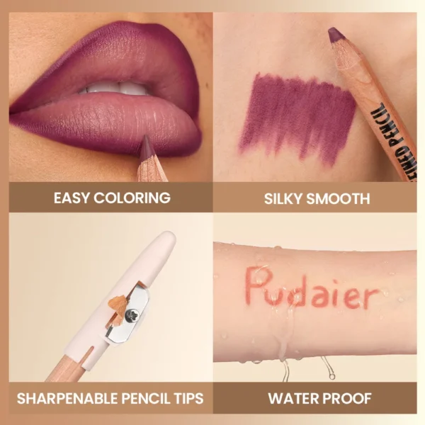 6Pcs Waterproof Lip Liner Set - Water-Resistant, Matte Finish Crayon Lip Pencils Non-Smudging & Easy-to-Apply with Sharpener - Image 5