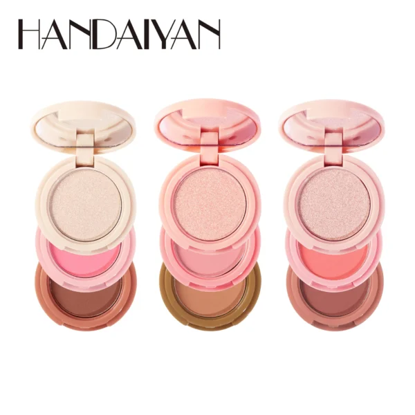 3 In 1 Matte Highlighter Contouring Blush Palette Pearly Shiny Eyeshadow Multifunctional Face Makeup Palette Female Cosmetic - Image 3