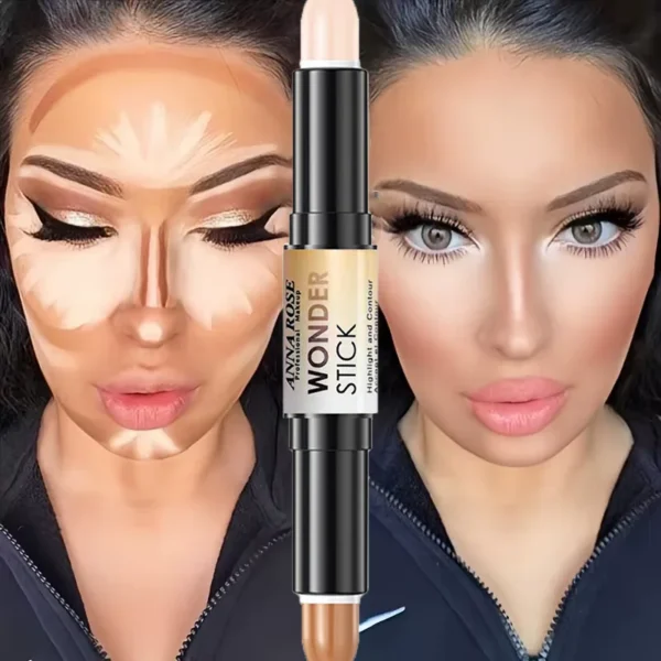 Double-ended contour stick, highlighter, waterproof and sweatproof, high nose bridge, face slimming nose contour pen for novices