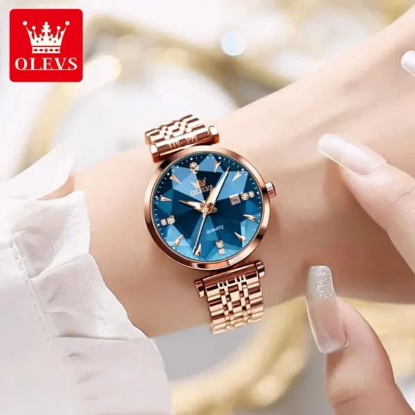 OLEVS 5536 Quartz Watch for Women Luxury Rhombus Gold Stainless Steel Waterproof Ladies Wristwatches Women Relojes Para Mujer - Image 5