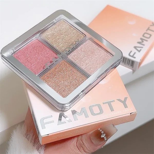 4 Colors Diamond Highlighter Powder Palette Glitter Face Contour Brighten Makeup Shimmer Ultra-concentrated Illuminate Cosmetic - Image 3