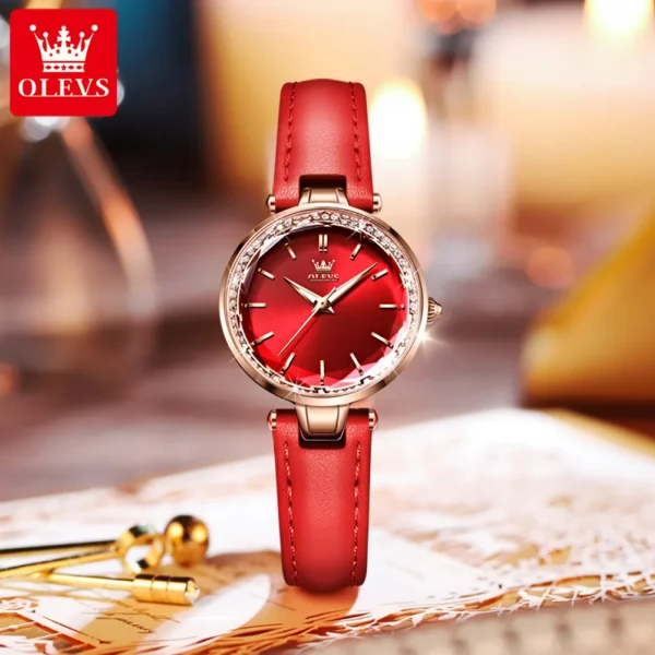 OLEVS 6645 Brand Quartz Watch for Women Fashion Diamond-encrusted Bezel Ladies Dress Wristwatch Fashion Elegant Waterproof Watch - Image 5