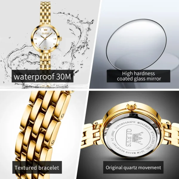 OLEVS Luxury Top Brand Women's Watches Elegant Fashion Gold Watch for Women Original Simple Quartz Waterproof Wristwatch Ladies - Image 5
