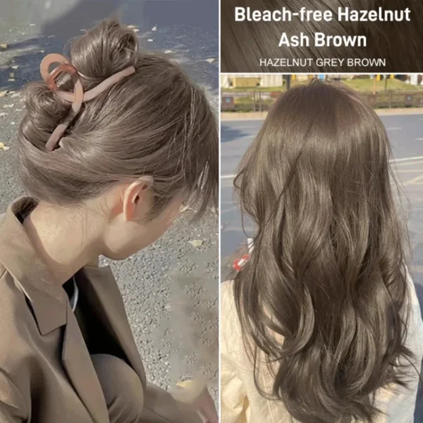 Plant hair dye Hazelnut Ash Brown Non-Bleaching Dye Cream Permanent Hair Color Instant Dye for Hair - Image 4