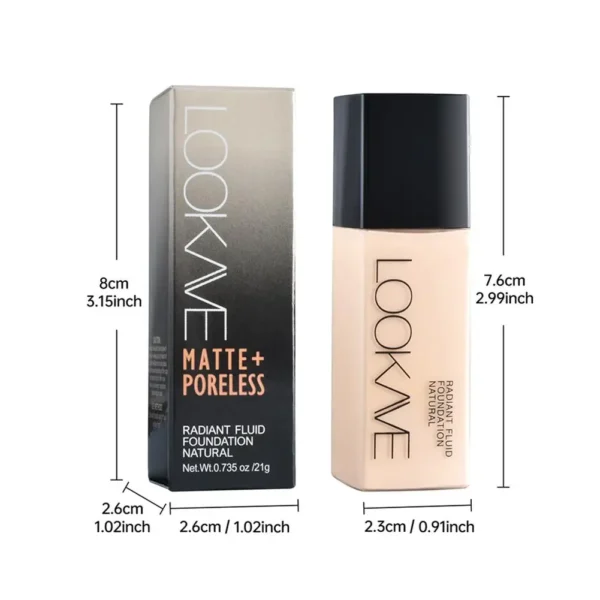 LOOKAVE Liquid Foundation Long Lasting Full Coverage Matte Cream CC Foundation Makeup Concealer Natural Liquid Base Moisturizing - Image 6