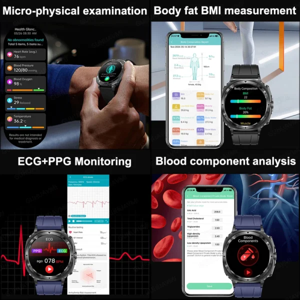 2025 New For Samsung Galaxy Watch 7 Blood Lipids Uric Acid Smart Watch Men Body Analysis ECG+PPG Bluetooth Call NFC Smartwatches - Image 3