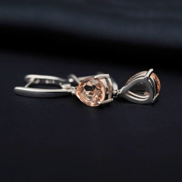 Potiy 2ct 5A Pear Shape Cubic Zirconia Morganite Pink Solitaire Dangle Drop Earrings Gift For Her 925 Sterling Silver - Image 6