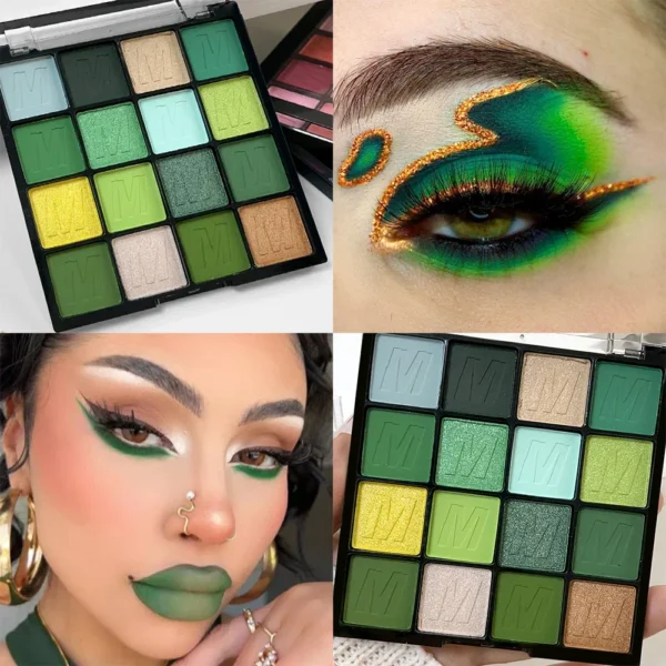 16 Colors Eyeshadow Palette Bright Jam Matte Glitter Red Green Pink Eye Shadow Long Lasting Eye Shadow Makeup Cosmetics - Image 3