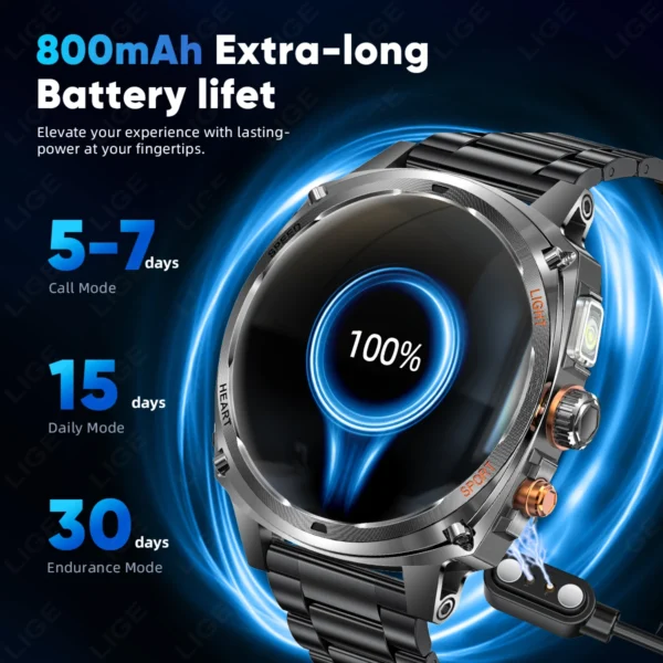 LIGE New Smart Watch Men 800mAh Battery Ultra Long Standby Time Bluetooth Call 1.75" AMOLED Display Sport Fitness Smartwatch Men - Image 4