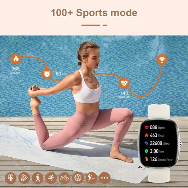 LIGE Waterproof Smart Watches Men 1.96 inch Reminder Bluetooth calling 350mAh Smartwatch Women 100+ Sport Mode Monitor Bracelet - Image 6