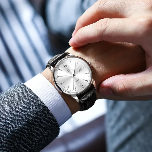 OLEVS High Quality Luxury Quartz Men Watch Original Leather Strap Waterproof Fashion Watches for Men Classic Men's Wrist Watches - Image 2