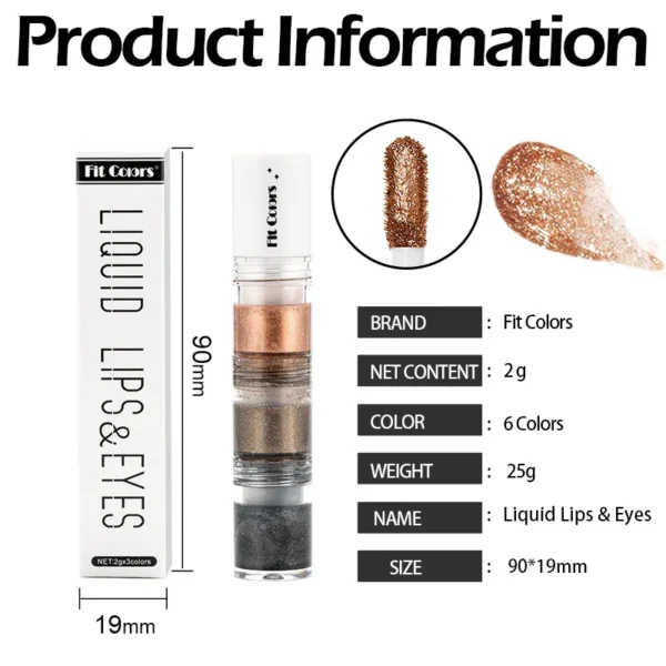 3 Color Glitter Eye Shadow Set Shiny Metallic Texture Lasting Waterproof Fashion Multi-functional Liquid Eye Shadow Cosmetics 6g - Image 4