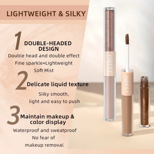 6pcs Liquid Eyeshadow Set,Pearly Glitter Matte Double Ended Eyeshadow,Pearly And Matte Finish,Smooth Delicate Texture Eyeshadow - Image 6
