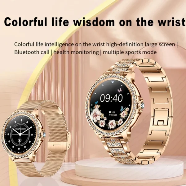 Fashion Luxury Gold Women Smart Watch Heart rate Blood Oxygen Sleep Monitoring Diamond Bracelet Bluetooth Call Smartwatch Ladies - Image 5