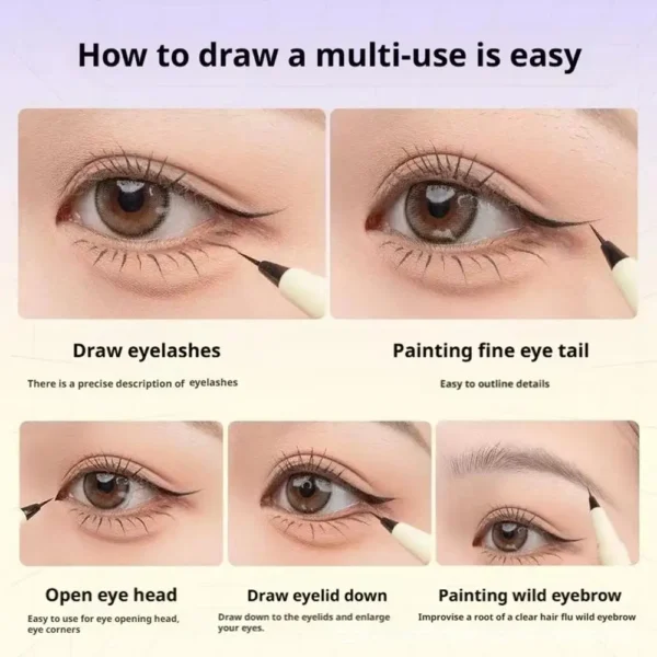 Liquid Eyeliner Pen Nude Eye Liner Eyeshadow Stick Under Eyes Highlighter Contour Brighten Smudge-Proof Lying Silkworm Pencil - Image 6