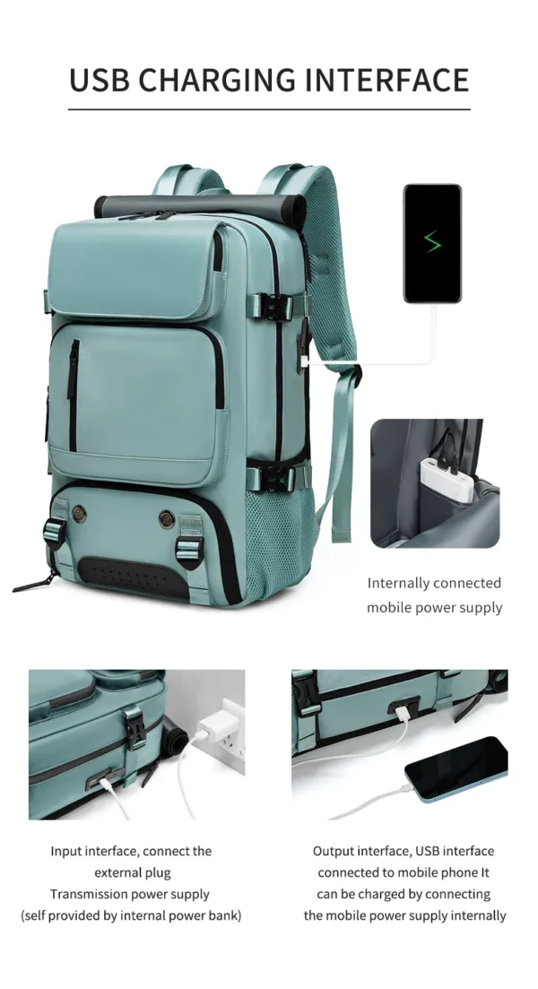 XOKY Large Travel Backpack Boardable Backpack USB Charging Waterproof Outdoor Travel Backpack independent shoe compartment 8102 - Image 4