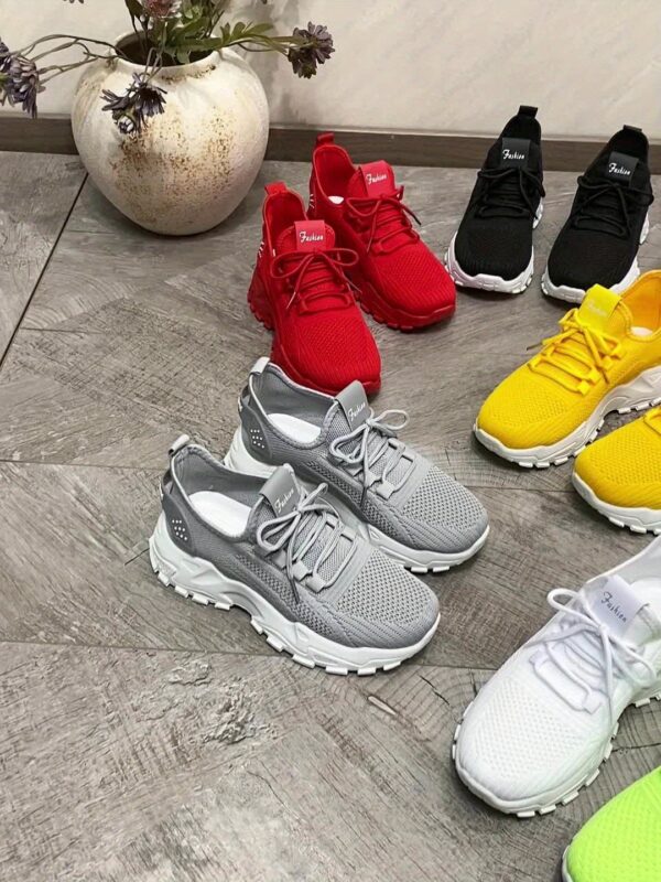 SIGUJK Women's Breathable Knit Sneakers - Lightweight Casual Walking Shoes with Cushioned PU Sole, White Low-Top Lace-Up Design for All-Season Outdoor Comfort, Shoes Sneakers, Sleek Sporty Design, Microfiber Construction, Everyday Footwear, Durable Footwear, Daily Commuters - Image 17