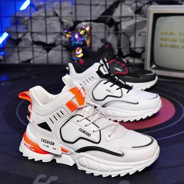 Men's Solid Trendy Chunky Shoes With Shock Absorption, Comfy Non Slip Lace Up Sneakers For Men's Outdoor Activities - Image 15