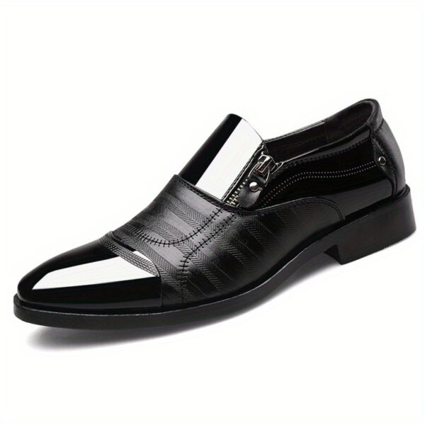 Elegant Men's Brown Oxford Dress Shoes with Glossy Finish - Durable PU Upper & Rubber Sole, Lace-Up Closure for Formal, Wedding, Office - Classic Business Style - Image 10
