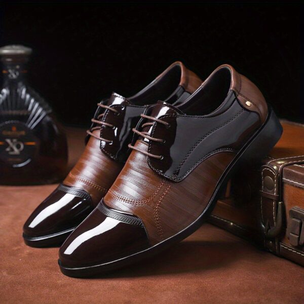 Men's British Style Derby Shoes, Wear-resistant Non-Slip Dress Shoes For Wedding Business - Image 3