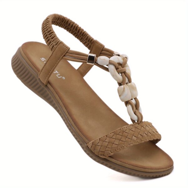 Bohemian Style Women's Sandals New 2025 European and American Retro Buckle Woven Fashion Casual Beaded Beach Shoes Size 36-42 - Image 11