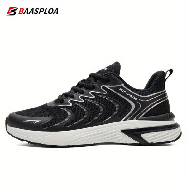 BAASPLOA Men's Breathable Mesh Running Footwear - Stylish Black with Orange Accents, All-Season Sneakers - Image 13