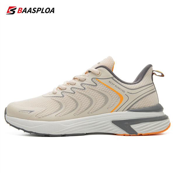BAASPLOA Men's Breathable Mesh Running Footwear - Stylish Black with Orange Accents, All-Season Sneakers - Image 7