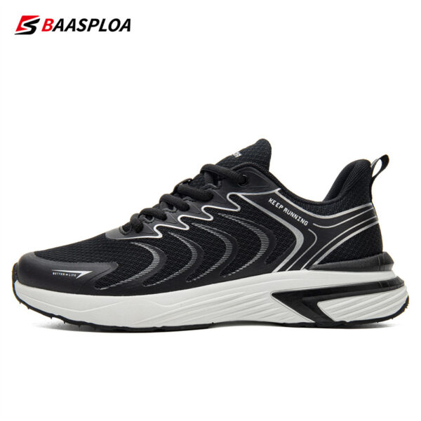 BAASPLOA Men's Breathable Mesh Running Footwear - Stylish Black with Orange Accents, All-Season Sneakers - Image 3