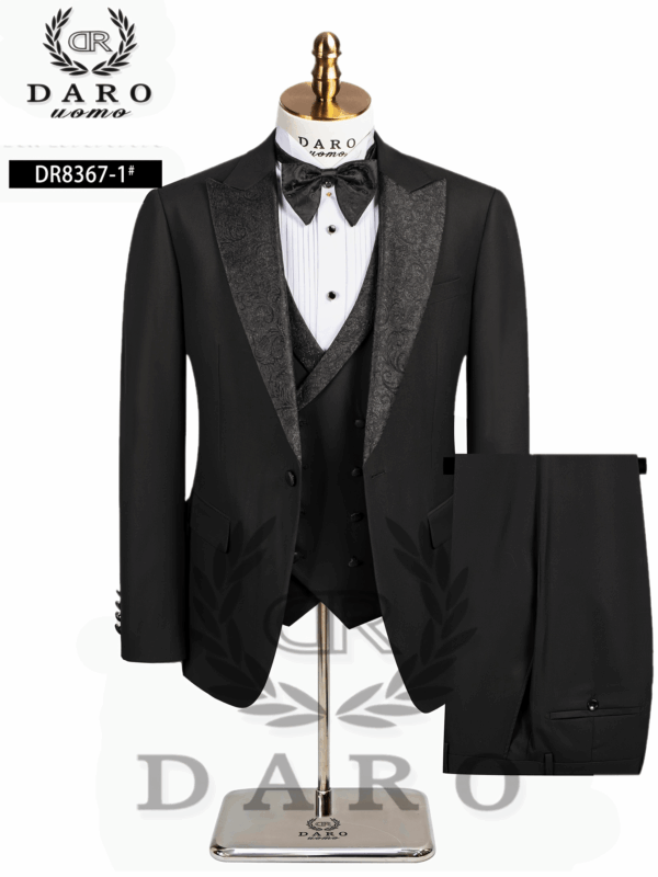 Wedding Party Black Suit Set: 3pcs - Tuxedo, Vest, and Pants for Men
