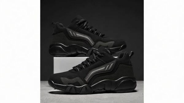 Men's Casual Sporty Sneakers - High Quality PU Upper, Non-Slip Rubber Sole with Cushioned Comfort & Inner Arch Support, Low-Top Lace-Up Design for All-Day Wear (Black/White) - Spring/Fall/Winter Seasonal Versatility, Comfortable Walking Shoes | Modern Sneakers | Sturdy Sole Footwear - Image 11