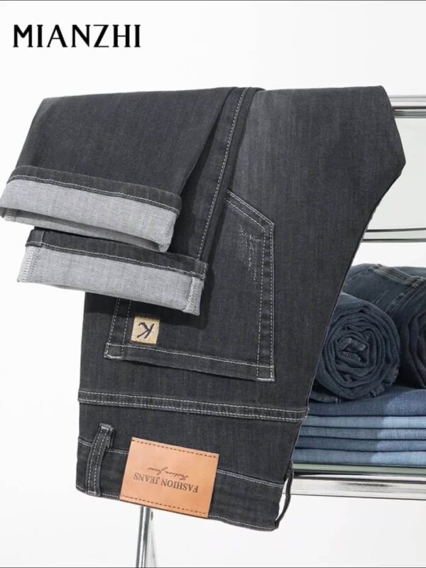 MIANZHI Men's Lightweight Summer Jeans - Casual Straight Leg Denim Pants, Mid-Rise, Loose Fit, Breathable Cotton Blend, Light Blue with Patch Detail, Perfect for Business or Casual Outings, Versatile Denim | Trendy Men's Jeans | Durable Denim, to Cotton - Image 11