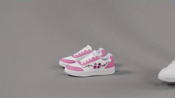 Women'S Floral Embroidered White Sneakers - Low-Top Lace-Up Casual Shoes with Pink Accents, Breathable Fabric Lining & Cushioned PHYLON Sole for All-Season Comfort, Running, Travel, Casual Attire, Ladies Sneakers, Travel Footwear, Elegant Footwear, Durable Footwear - Image 11