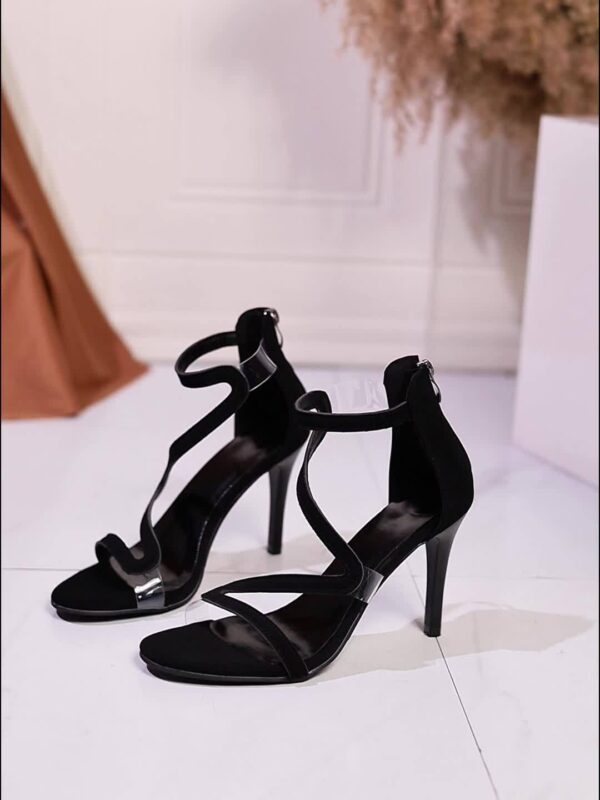Women's Elegant Roman Sandals - Open-Toe Stiletto Heel with Ankle Strap & Back Zipper Closure, Black Synthetic Cover Summer Dress Shoes for Parties, Weddings, Formal Events, High Heel Sandals, Wedding Guest Shoes, Transparent Toe Design - Image 33
