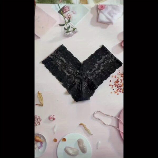 5pcs Sexy Lace Thong Underwear Set - Black & White, Floral Pattern, Mid-Rise, Comfortable & Supportive, Adult Women'S Fashion Briefs, Fashionable Underwear | Floral Lace Design | Comfortable Support, Lace Underwear - Image 9