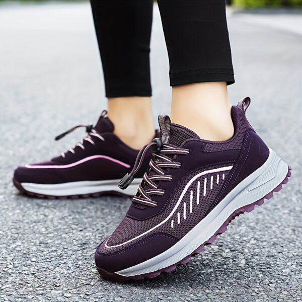 Women's Non-slip Outdoor Sporty Mesh Sneakers, Soft Sole Lace Up Athletic Sneakers, Breathable Walking Shoes - Image 9