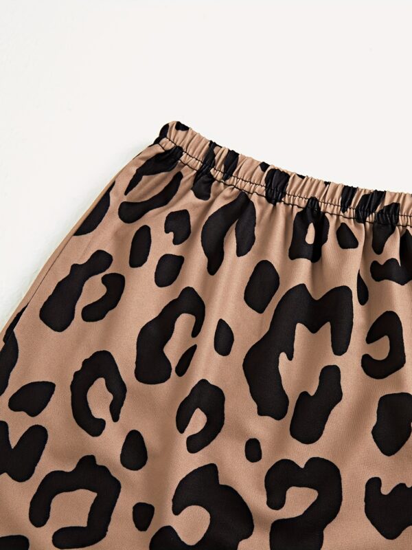 3pcs Lips & Leopard Print Pajama Set, Breathable Short Sleeve Slight Stretch Top + Loose Shorts + Long Pants, Women's Loungewear & Sleepwear - Image 27