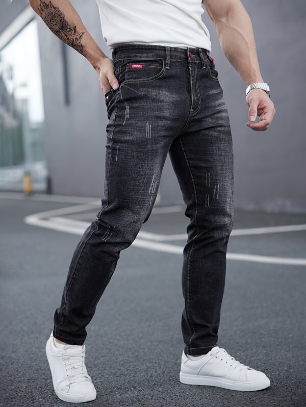Men's Premium Slim-Fit Washed Jeans - Stretch Denim, Casual & Versatile for All Seasons