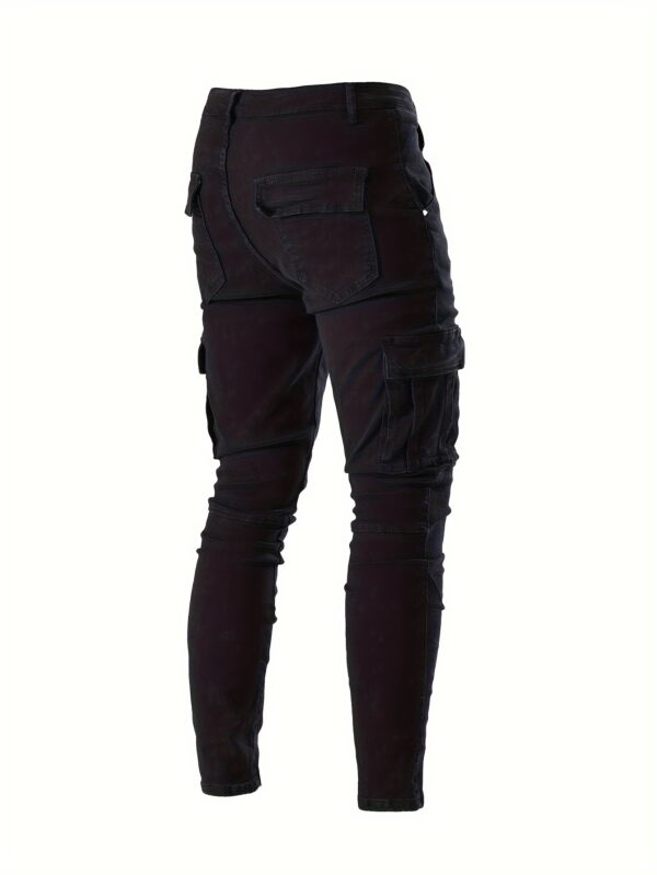 Men's Slim Fit Cargo Jeans - Stretch Denim with Multi-Pocket Design, Street Style, All-Season Wear - Image 3