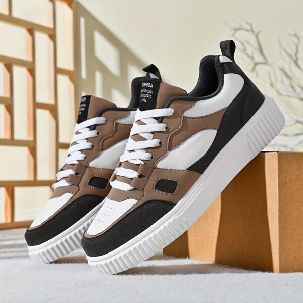 Men's Trendy Solid/Colour Block Skate Shoes, Comfy Non Slip Casual Lace Up Sneakers For Men's Outdoor Activities