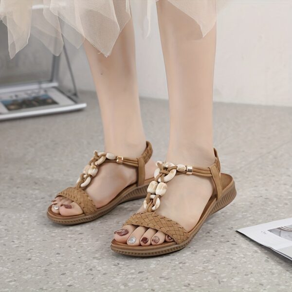 Bohemian Style Women's Sandals New 2025 European and American Retro Buckle Woven Fashion Casual Beaded Beach Shoes Size 36-42 - Image 18