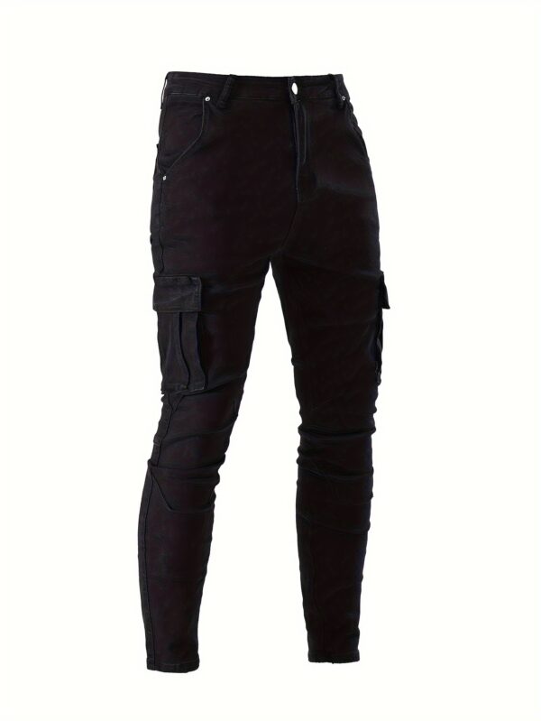 Men's Slim Fit Cargo Jeans - Stretch Denim with Multi-Pocket Design, Street Style, All-Season Wear - Image 7
