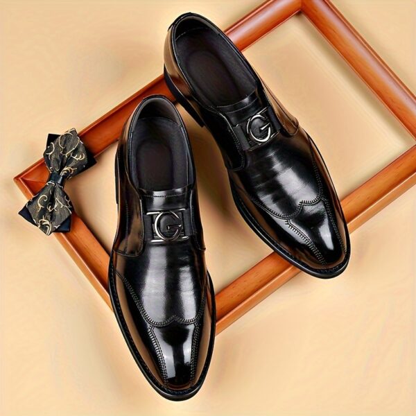 Men's Solid Black Oxford Dress Shoes - Lace-Up Formal Business & Party Shoes with Upper, Breathable Rubber Sole & Comfortable PU Insole for Professional & Special Occasions, Classic Shoe Style - Image 7